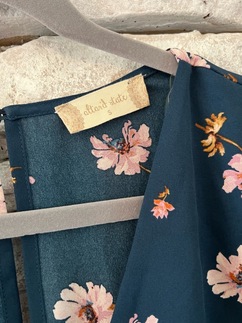 Altar'd State Navy Mini Dress with Pink Floral Print - Picture 2 of 5